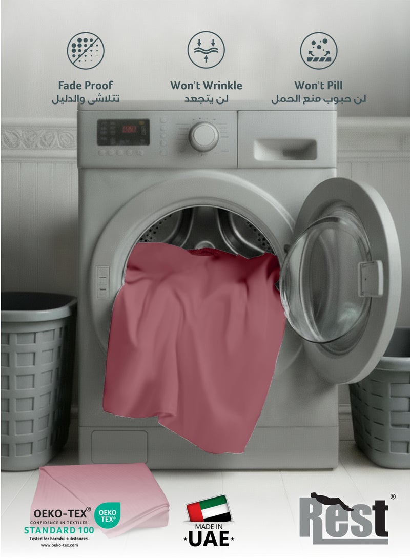 REST Fitted Bedsheet 180x200+30cm Breathable Plush Mauve Fabric with Deep Pockets Machine Washable for Optimal Protection - Image 5